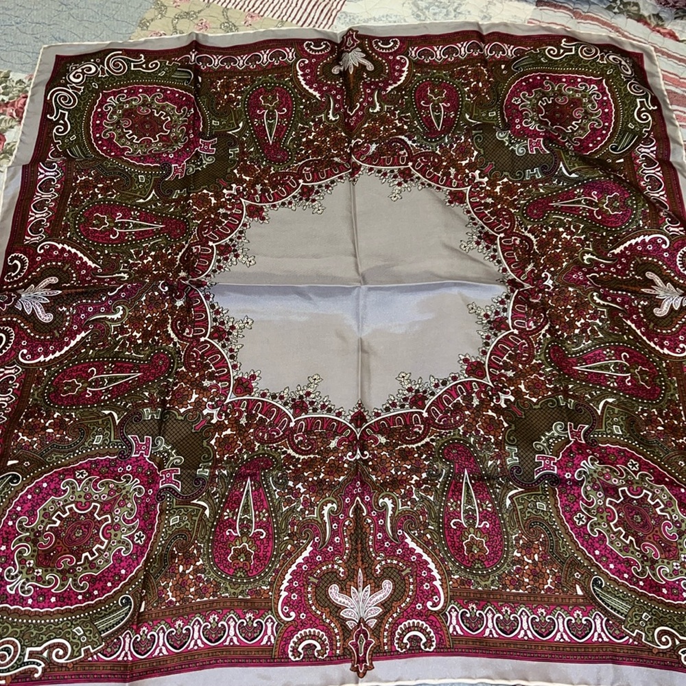 Vintage Nordstrom made in Italy 100% silk paisley square scarf 26”